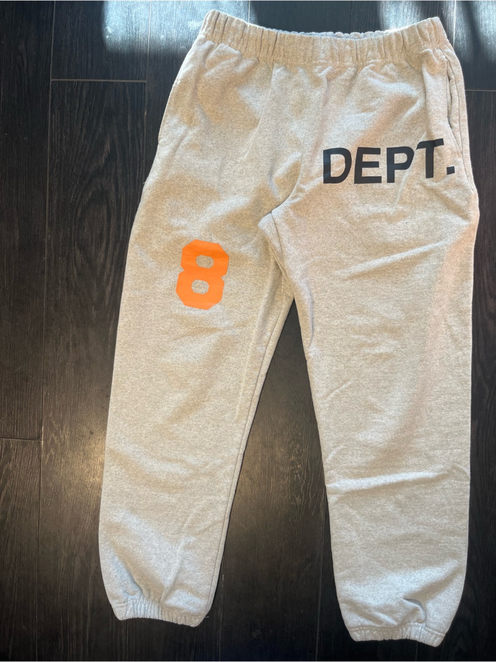 Gallery Dept Gray Sweatpants with Orange '8' and Black DEPT.